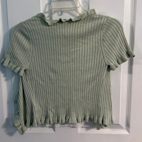 Divided Mint Ribbed Ruffle Top - Picture 3 of 4